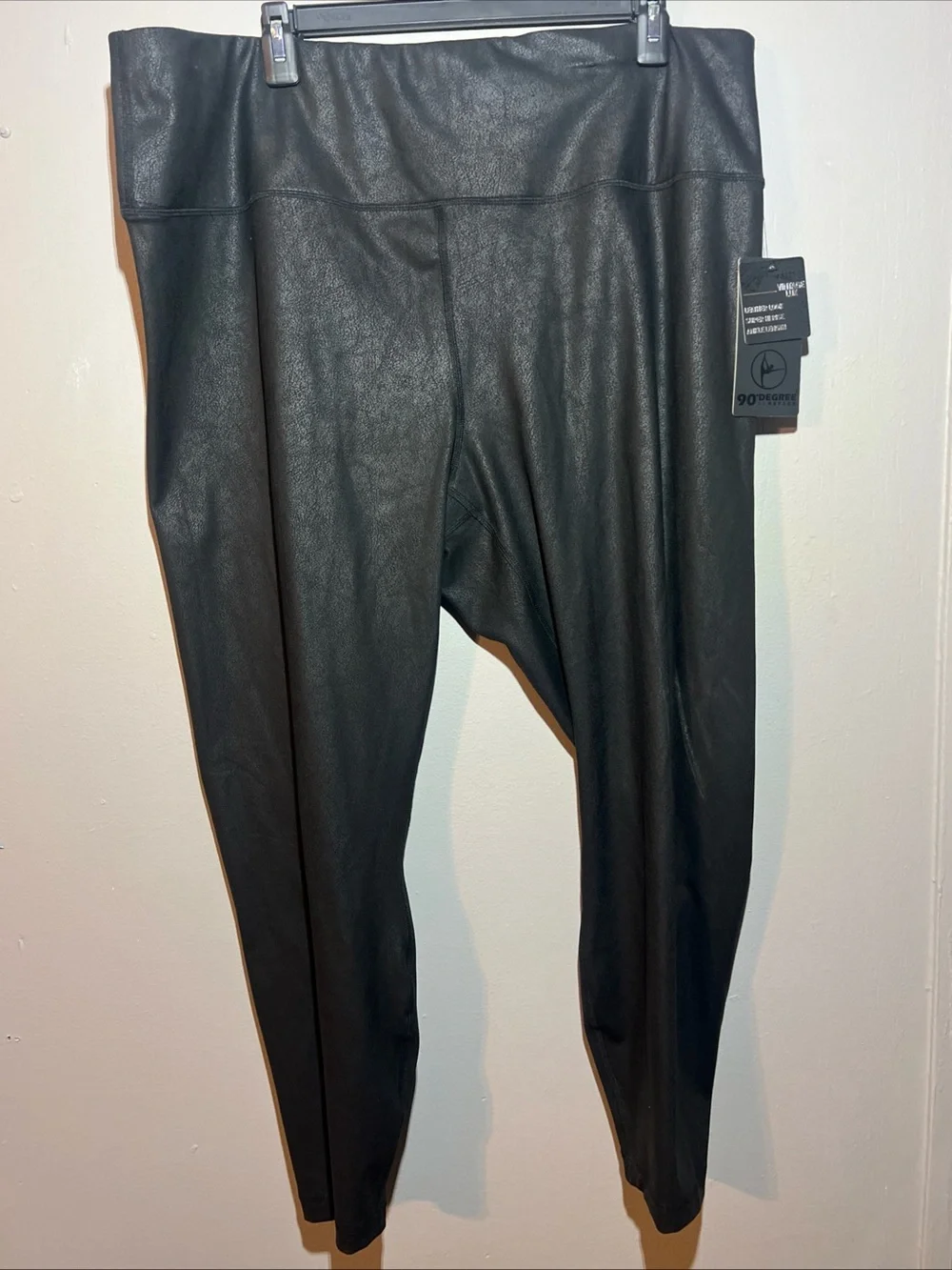90 Degree By Reflex Black Faux Leather Leggings
